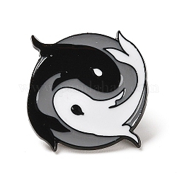 Nero bianco grigio yin-yang otto trigrammi spille smaltate, spille in lega nera per vestiti da zaino, pesce, 23.5x23.5x1mm
