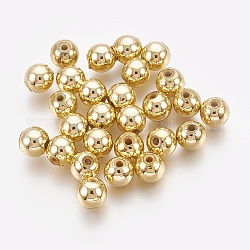 ABS Plastic Beads, Eco-Friendly Electroplated Beads, Round, Golden Plated, 4mm, Hole: 1.4mm, about 1500pcs/50g