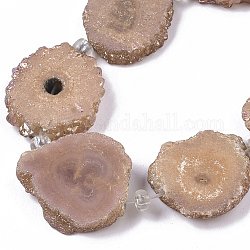 Galvaniques perles de quartz naturel brins, quartz solaire, teinte, fleur, chameau, 12~25x12~25x5mm, Trou: 1.2mm, Environ 9~10 pcs/chapelet, 7.87 pouce (20 cm)