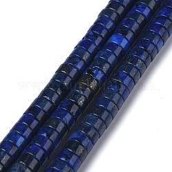 Naturales lapis lazuli de hebras de abalorios, teñido, abalorios heishi, Disco redondo plano, 6x3mm, agujero: 1 mm, aproximamente 119~131 pcs / cadena, 14.76~15.74 pulgada (37.5~40 cm)