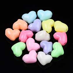 Opaque Acrylic Beads, Heart, Mixed Color, 11.5x9x8mm, Hole: 3mm, about 1400pcs/500g