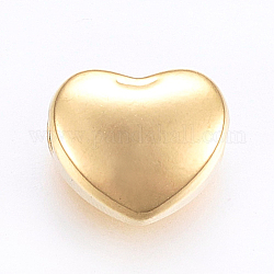 Abalorios de 304 acero inoxidable, corazón, dorado, 10x12x6mm, agujero: 2.5 mm