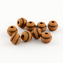 Perline di acrilico finto legno, tondo, sella marrone, 9x8mm, Foro: 2 mm, circa 1200pcs/500g