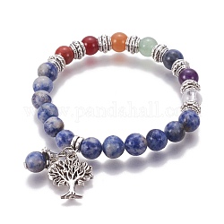 Bijoux chakra, bracelets jaspe tache bleue naturelle, avec pendentifs en métal, 50mm