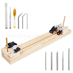 Tool Sets, Wood Knitting Looms Shuttles and Stainless Steel Lacing Stitching Needles, Cable Ties and Acrylic Fastening Buckles, BurlyWood, 37x7x6cm