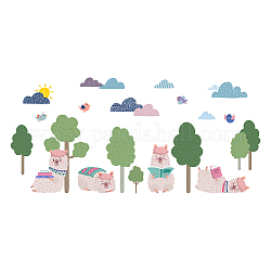 Superdant simpatici adesivi murali alpaca adesivi murali cartoni animati rimovibili simpatici animali albero e nuvole adesivi murali salice colorato per la camera da letto soggiorno arredamento