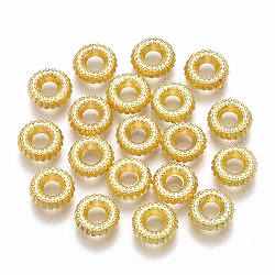 Perline distanziali in plastica ccb, anello, oro, 8x2mm, Foro: 2.5 mm, circa 5500pcs/500g