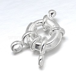 Cierres de anillo de resorte de latón, plata, 11x5mm, fianzas de tubo: 8.5x4.5x1.5 mm, agujero: 2 mm
