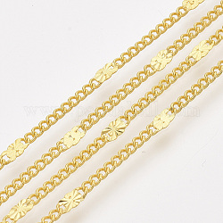 Messing-Bordsteinketten, mit Spule, gelötet, golden, 2.5x1.8x0.5 mm, ca. 100 Yards / Rolle