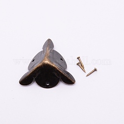 Protecteurs de coin de boîte de fer, avec des vis, pour la décoration de la boîte à bijoux, bronze antique, 23x33x20mm, Trou: 1.8mm, vis: 8x2mm, pin: 1 mm