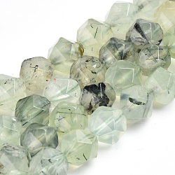 Chapelets de perles en préhnite naturelle, facette, ronde, 9.5~10x10mm, Trou: 1mm, Environ 40 pcs/chapelet, 16.3 pouce