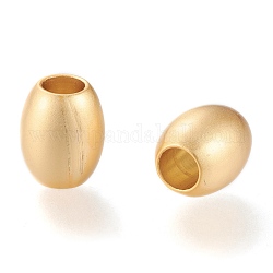 Perline in stile europeo in ottone opaco, perline con foro grande, placcato di lunga durata, barile, vero placcato oro 18k, 12x10mm, Foro: 5 mm