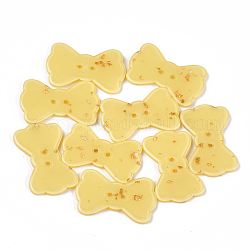 2-луночные кнопки из ацетата целлюлозы (смолы), бантом, желтые, 25x15.5x2.5 мм, отверстие : 2 мм