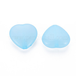 Perles en acrylique transparente, teinte, cœur, lumière bleu ciel, 13.5x14x6mm, Trou: 1.5mm, environ 775 pcs/500 g