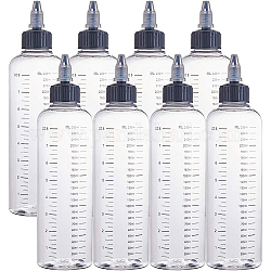 Benecreat 8 paquete 230ml botella dispensadora de plástico transparente con tapón giratorio y medición graduada para líquidos, tintas, aceites, Artes y manualidades