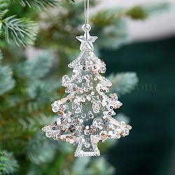 Acryl mit Pailletten-Anhängerdekoration, hängende Dekorationen des Weihnachtsbaumes, für Partygeschenk Dekoration, Tannenbaum, 125x85 mm