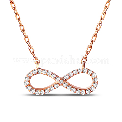 TINYSAND Infinity Sterling Silver Pendant Necklaces, with Cubic Zirconia, Rose Gold, 17 inch