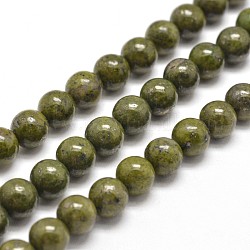 Runde natürliche grüne Granitperlen Stränge, dunkel olivgrün, 6 mm, Bohrung: 1 mm, ca. 66 Stk. / Strang, 15.7 Zoll