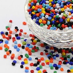 (servicio de reempaquetado disponible) perlas de vidrio, colores opacos semilla, pequeñas cuentas artesanales para hacer joyas de diy, redondo, color mezclado, 12/0, 2mm, aproximamente 12 g / bolsa