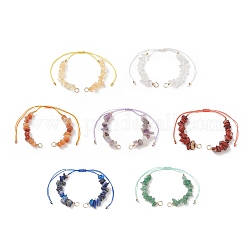 Realizzazione di braccialetti di perline con chip di pietre preziose naturali burattate, realizzazione di braccialetti con maglie di perline intrecciate con filo di nylon regolabile, 5.12~12.20 pollice (13~31 cm), 7 colori, 1pc / color, 7 pc / set