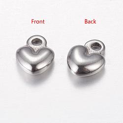 304 Stainless Steel Charms, Chain Extender Teardrop, Puffed Heart, Stainless Steel Color, 7.5x5.5x2mm, Hole: 0.5mm