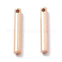 Encantos de 304 acero inoxidable, columna, oro rosa, 40x6mm, agujero: 3 mm