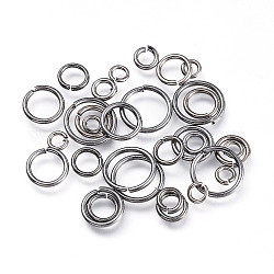 Messing Ringe springen, offene Ringe springen, Metallgrau, 4~10x0.8~1 mm, Innendurchmesser: 2.4~8 mm
