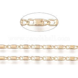 Brass Bar Link Chains, with Spool, Soldered, Real 18K Gold Plated, 5x1.5x1mm, about 32.8 Feet(10m)/roll