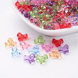 Transparente Acryl-Kunststoff-tri Perlen für Weihnachtsschmuck machen, Farben sortiert, ca. 10 mm breit, 10 mm lang, Bohrung: 2 mm