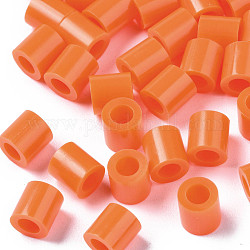 Perlas de fusibles de PE, abalorios melty diy, tubo, naranja, 5x5mm, agujero: 3 mm, aproximamente 8000 unidades / 500 g