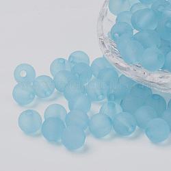 Perline acrilico trasparente, tondo, smerigliato, cielo blu, 4mm, Foro: 1 mm, circa 14000pcs/500g