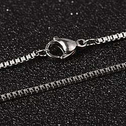 304 Edelstahl Box Kette Halsketten, mit Karabiner verschlüsse, Edelstahl Farbe, 17.7 Zoll (45 cm), 1.5 mm