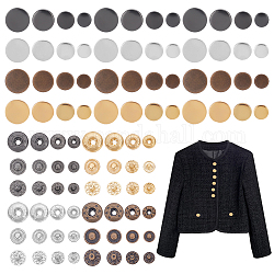 Wadorn 64 set 16 bottoni a pressione in lega stile, fibbia giacca cappotto piumino in cotone imbottito, colore misto, 10~17x5.5~6mm, 4 set/stile
