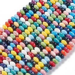 Brins de perles de porcelaine nacrées, rondelle, couleur mixte, 12x6.5mm, Trou: 2.3mm, Environ 42 pcs/chapelet, 11.81'' (30 cm)