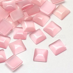 Cat Eye Cabochons, Square, Pearl Pink, 25x25x5mm
