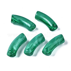 Perline acrilico, gemstone imitato, tubo ricurvo, verde, 34.5x13x11mm, Foro: 3.5 mm, circa 155pcs/500g