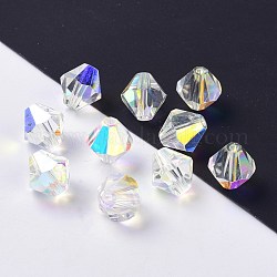Perles d'imitation cristal autrichien, grade AAA, facette, Toupie, clair ab, 8x8mm, Trou: 0.9~1mm