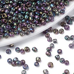 Perles de rocaille en verre rondes, couleurs transparentes arc, ronde, violet, 4mm