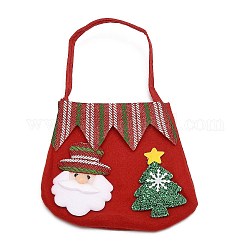 Weihnachtsvliese Süßigkeiten Taschen Dekorationen, mit Griff, für weihnachtsfeier snack geschenkverzierungen, rot, Weihnachtsmann-Muster, 29x18x1~1.5 cm