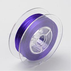 Chaîne de cristal élastique plat teint écologique japonais, fil de perles élastique, pour la fabrication de bracelets élastiques, plat, violet, 0.6mm, Environ 60 m / rouleau (65.62 heures / rouleau)