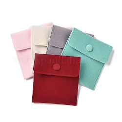 Бархатные мешочки для хранения украшений, прямоугольные сумки для украшений с застежкой-кнопкой, для сережек, хранение колец, разноцветные, 9.65x8.9 см