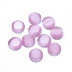 Katzenauge-Cabochons, facettiert, Flachrund, Perle rosa, 9.5x2.5~3.5 mm