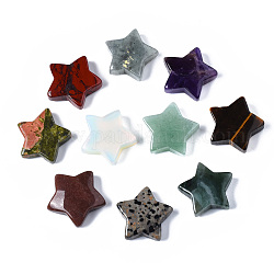 Natural Mixed Stone Star Shaped Worry Stones, Pocket Stone for Witchcraft Meditation Balancing, 30x31x10mm