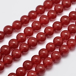 Natural & Dyed Malaysia Jade Bead Strands, Imitation Red Agate, Round, Red, 10mm, Hole: 1.0mm, about 38pcs/strand, 15 inch