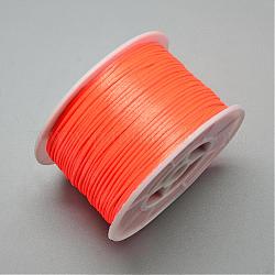 Fil de nylon ronde, corde de satin de rattail, pour création de noeud chinois, rouge-orange, 1mm, 100 yards / rouleau