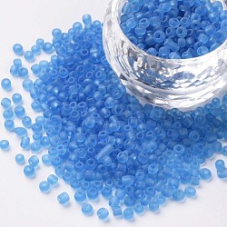 Perline semi di vetro, colori satinati, tondo, cielo blu, 3mm
