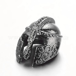 Сплавочные овальные бусины тибетского стиля , очарование шлема гладиатора, металлический черный, 15x10x9 мм, отверстие : 2 мм