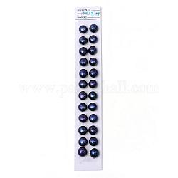 Perles de culture d'eau douce plates rondes naturelles, teinte, la moitié foré, bleu de Prusse, 12~13x7~8mm, demi-trou: 0.8 mm, 12 paires / carte
