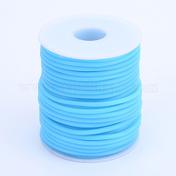 Tubo hueco pvc tubular cordón de caucho sintético, envuelta alrededor de la bobina de plástico blanco, cielo azul profundo, 4mm, agujero: 2 mm, alrededor de 16.4 yarda (15 m) / rollo