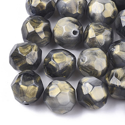 Acryl-Perlen, Nachahmung Edelstein, facettiert, Runde, Schiefer grau, 22x22.5~23 mm, Bohrung: 3 mm